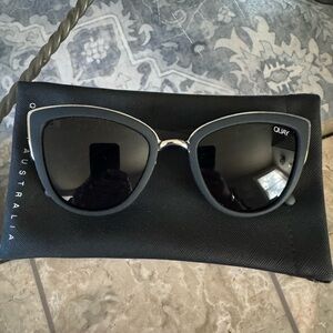 Quay Australia Black Cat-Eye Sunglasses with Silver Accents